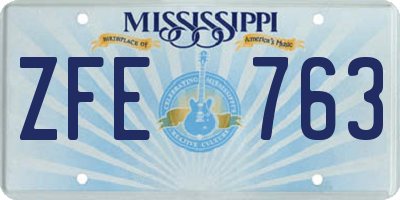 MS license plate ZFE763