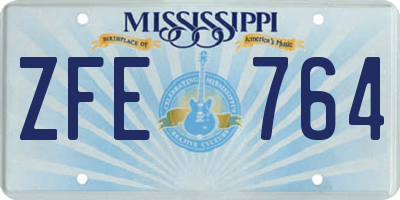 MS license plate ZFE764