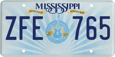 MS license plate ZFE765