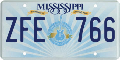 MS license plate ZFE766