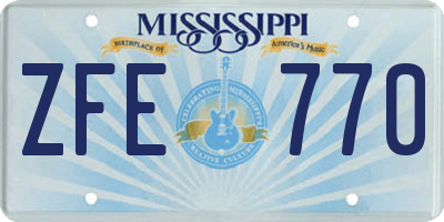 MS license plate ZFE770