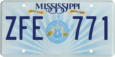 MS license plate ZFE771