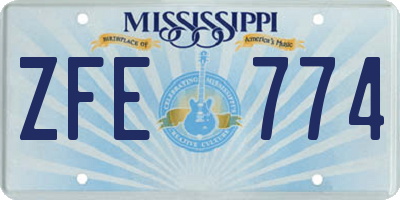 MS license plate ZFE774