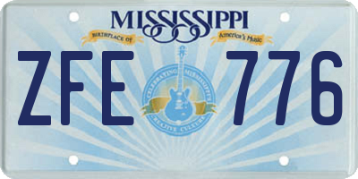 MS license plate ZFE776