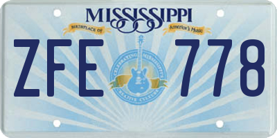 MS license plate ZFE778