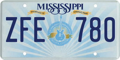 MS license plate ZFE780