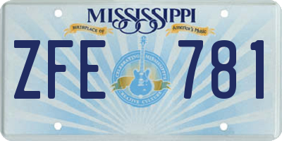 MS license plate ZFE781