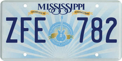 MS license plate ZFE782
