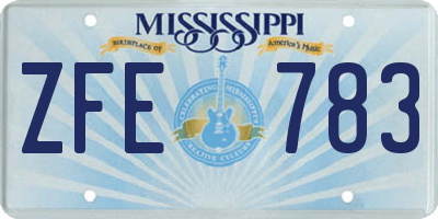 MS license plate ZFE783