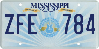 MS license plate ZFE784