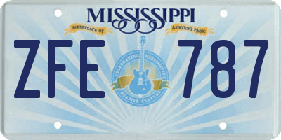 MS license plate ZFE787