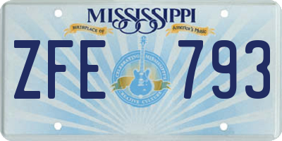 MS license plate ZFE793