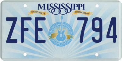 MS license plate ZFE794