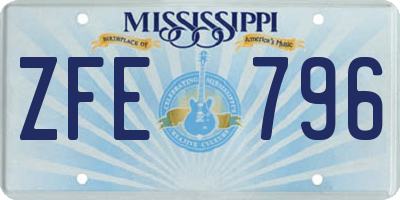 MS license plate ZFE796