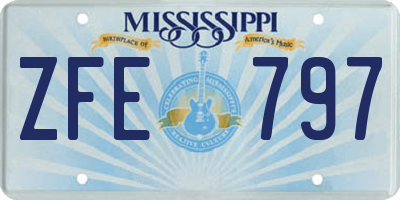 MS license plate ZFE797