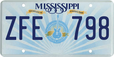 MS license plate ZFE798