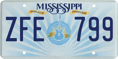 MS license plate ZFE799