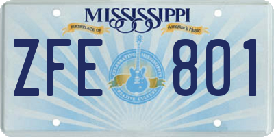 MS license plate ZFE801