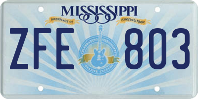 MS license plate ZFE803
