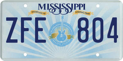MS license plate ZFE804