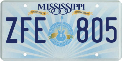 MS license plate ZFE805
