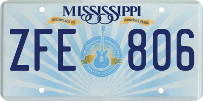 MS license plate ZFE806