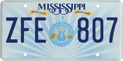MS license plate ZFE807