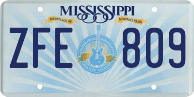 MS license plate ZFE809