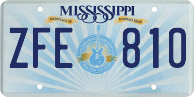 MS license plate ZFE810