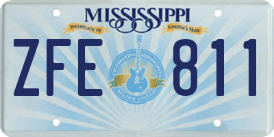 MS license plate ZFE811