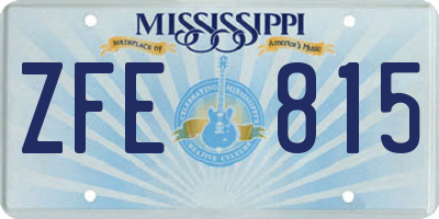 MS license plate ZFE815