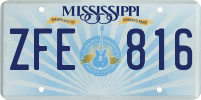MS license plate ZFE816