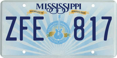 MS license plate ZFE817