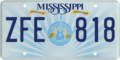 MS license plate ZFE818