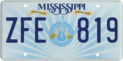 MS license plate ZFE819