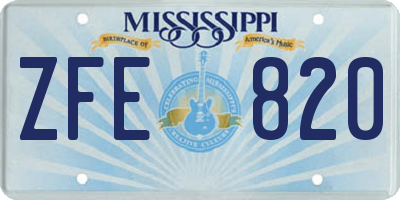 MS license plate ZFE820