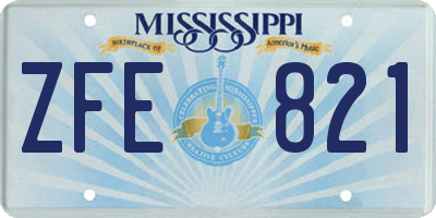 MS license plate ZFE821