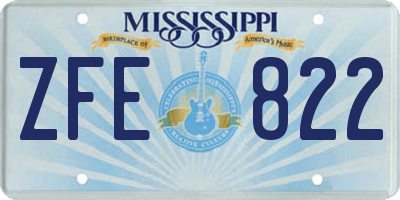 MS license plate ZFE822