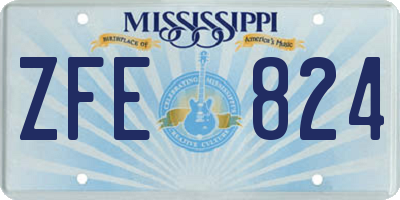 MS license plate ZFE824