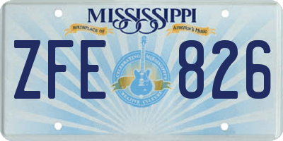 MS license plate ZFE826