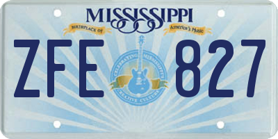 MS license plate ZFE827