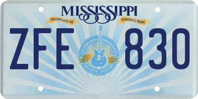 MS license plate ZFE830