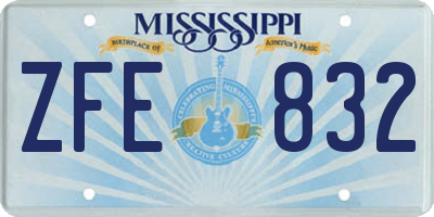 MS license plate ZFE832