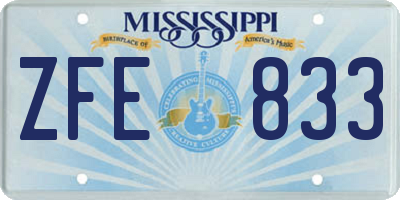 MS license plate ZFE833