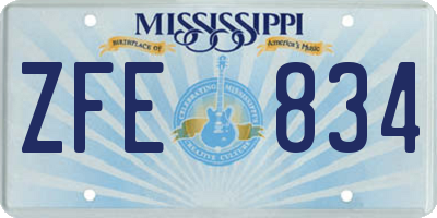 MS license plate ZFE834