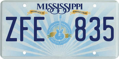 MS license plate ZFE835