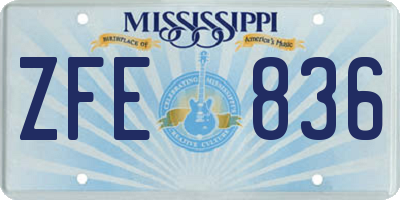 MS license plate ZFE836