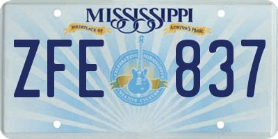 MS license plate ZFE837