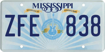 MS license plate ZFE838