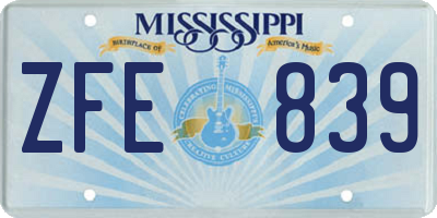 MS license plate ZFE839